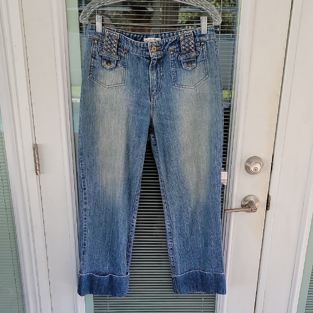 Lillie Rubin Vintage 1990's Designer Jeans Cropped Cuffed Sz 12 Braided Detail